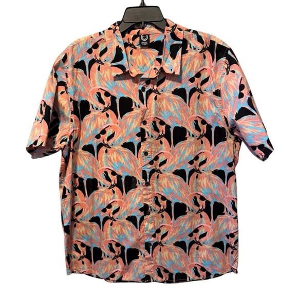Neff Men's Short Sleeve Hawaiian Style Shirt Flamingo Hawaii - Picture 1 of 10
